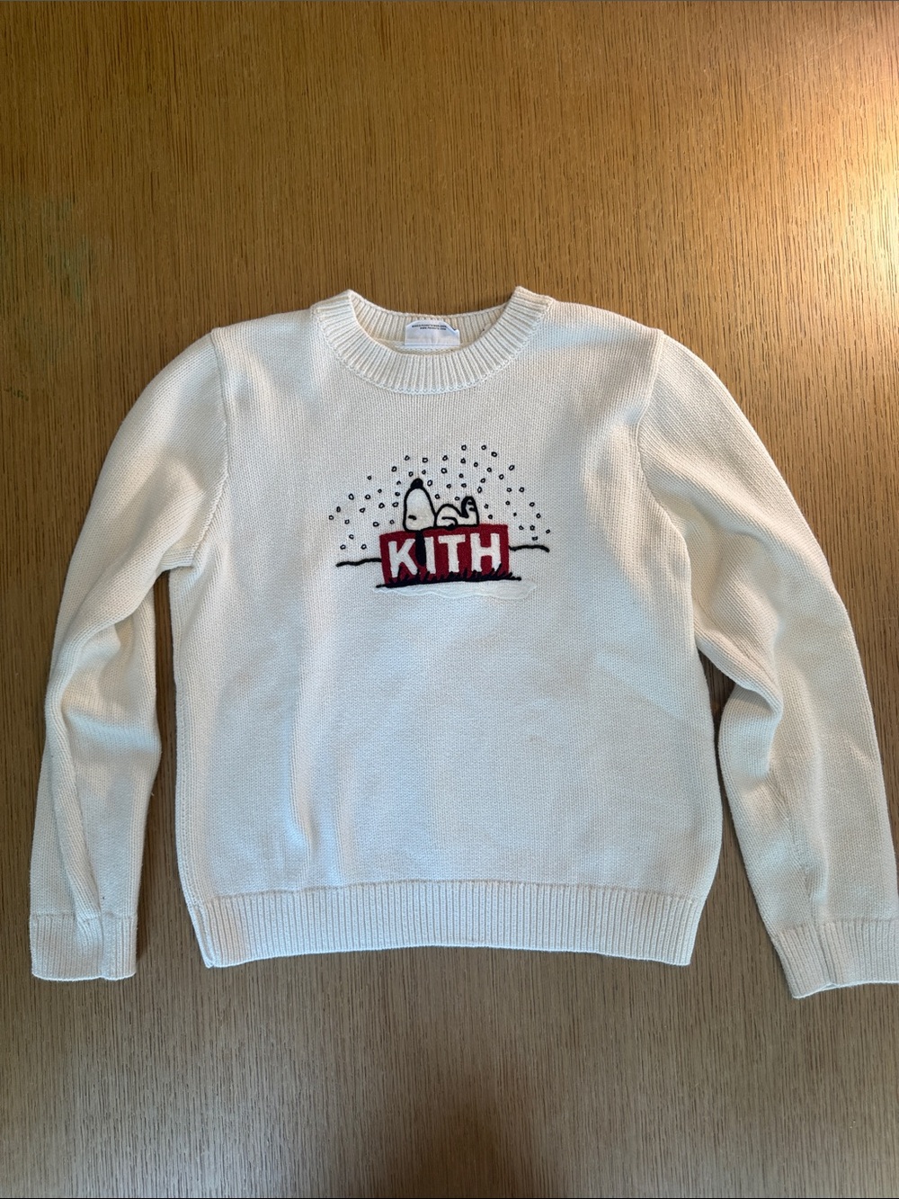 KITH x Peanuts Snoopy Knit Sweater – Kids Size L (10–12) – Cream